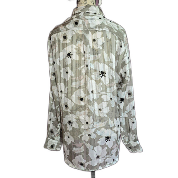 Banana republic long sleeve floral blouse flowy airy M - Picture 5 of 11